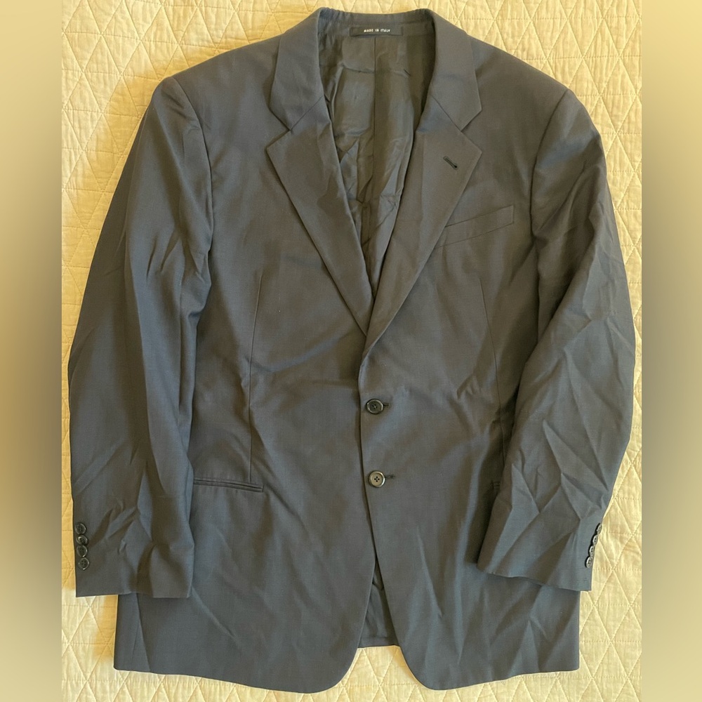 Armani‎ Collezioni Made in Italy Micro Print Wool Suit Jacket in Gray Size 46 R